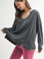 Comfort is Key Cotton Blend Waffle Knit Oversized Top, Black
