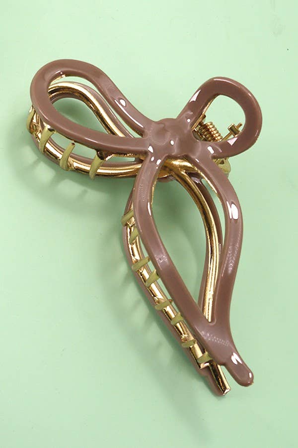Bow Hair Claw Clip, Brown