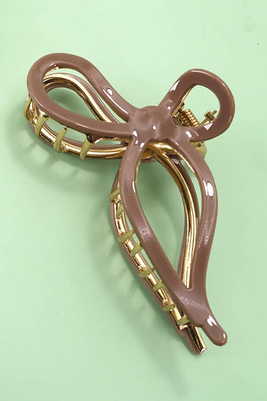 Bow Hair Claw Clip, Brown