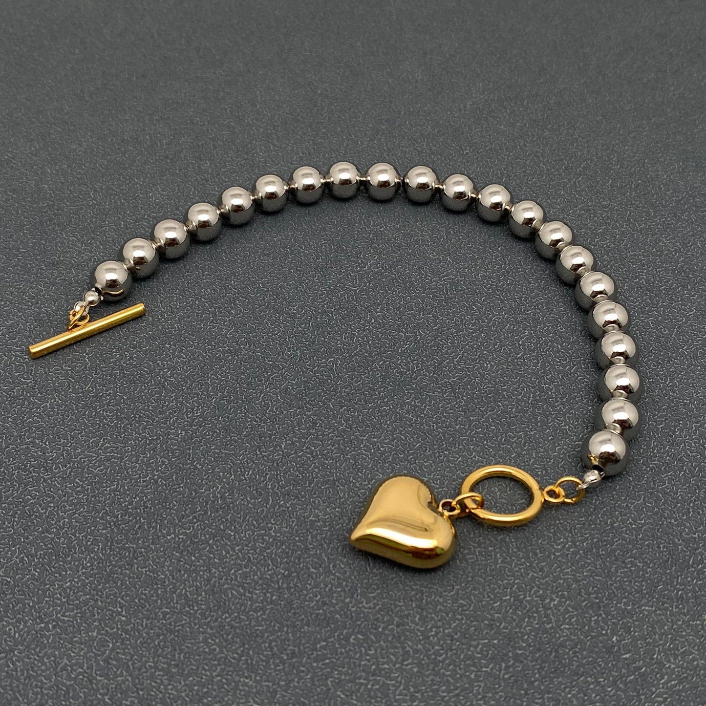 Raissa 18K Gold Plated Stainless Steel Two Tone Heart Bracelet