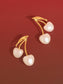 Chérie 18K Gold Plated Stainless Steel Large Pearl Cherry Earrings