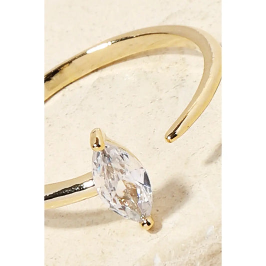 Delicate Marquise Rhinestone Open Adjustable Ring, Gold