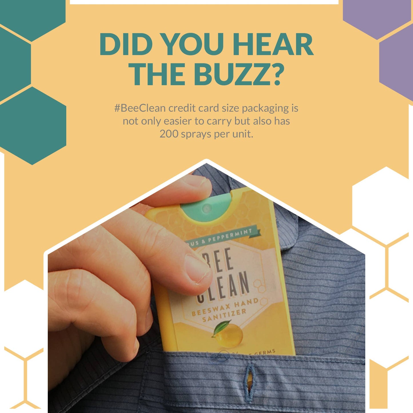 Bee Clean Organic Beeswax Hand Sanitizer, Citrus Peppermint