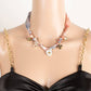 Enamel Heart And Ribbon Bow Charms Bandana Knotted Necklace, Gold