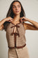 Cute as Ever Tie-Front Striped Knit Vest, Mocha
