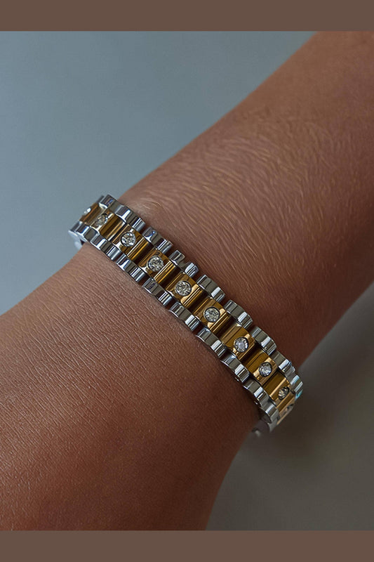 Royce 18K Gold Plated Stainless Steel Two-Tone Watchband Bracelet