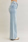 High Waisted Retro Wide Criss-Cross Waist Band Mild Destroy Judy Blue Jeans, Light Wash