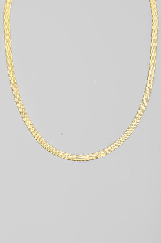 Flat Snake Chain Necklace - Gold