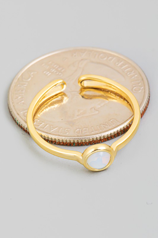 Dainty Opal Adjustable Ring, Gold