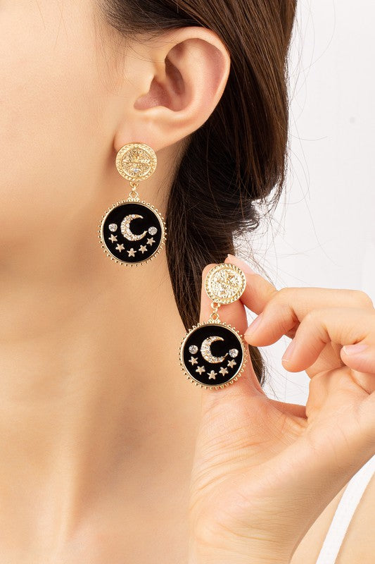 Love You To The Moon Earrings, Gold