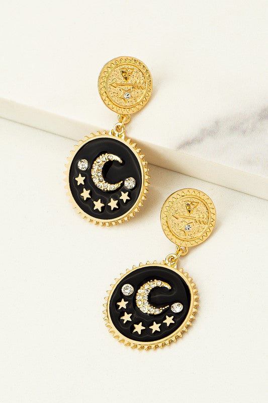 Love You To The Moon Earrings, Gold