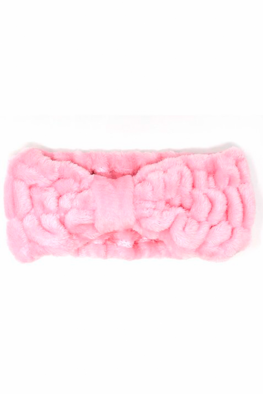 Plush Bow Head Band, Pink