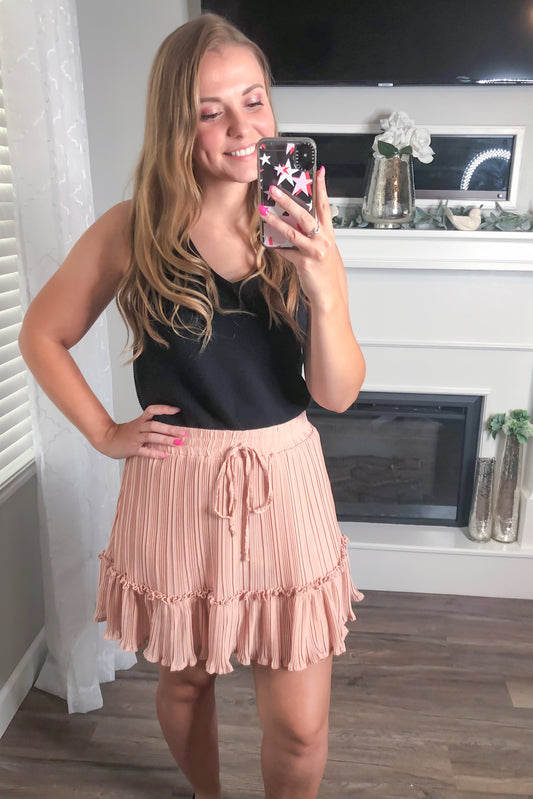 Harper Mini Skirt, Dusty Peach FINAL SALE*