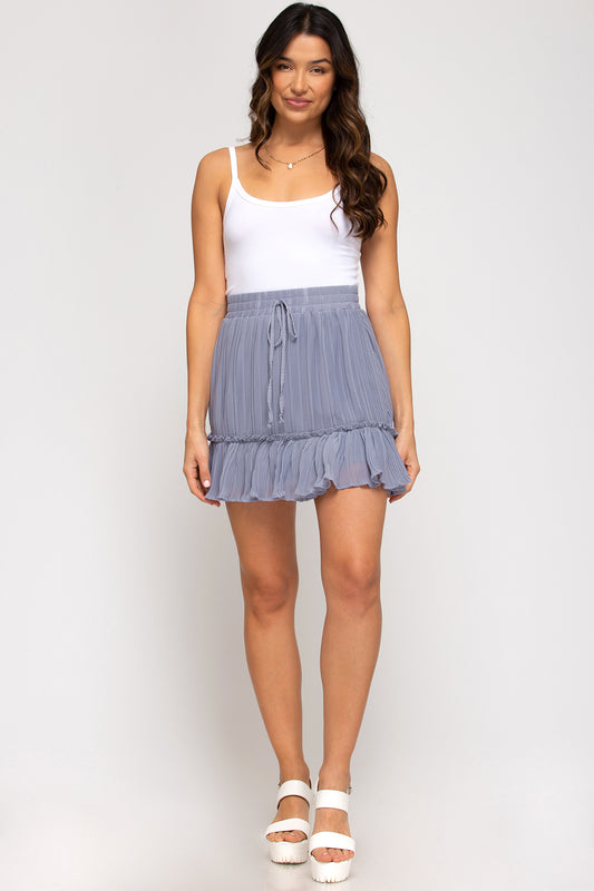 Harper Mini Skirt, Misty Blue