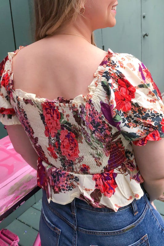 Royal Ties Smocked Top, Ivory