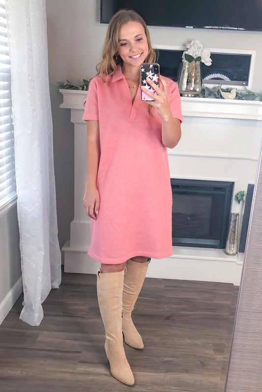 Mia Collard Midi Dress, Tea Rose