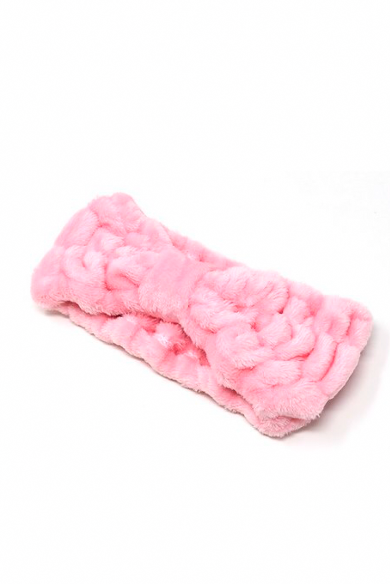 Plush Bow Head Band, Pink