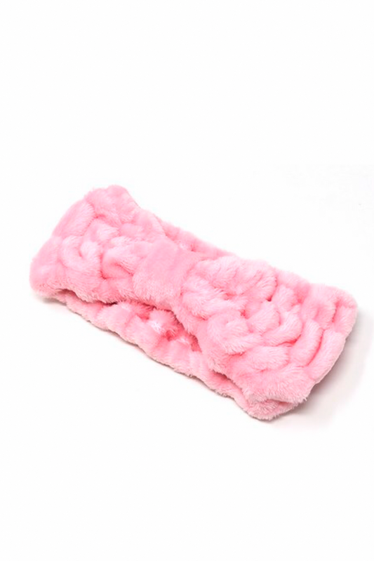 Plush Bow Head Band, Pink