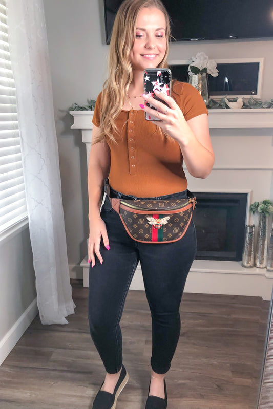 Queen Bee Fanny Pack, Brown/Tan *FINAL SALE*